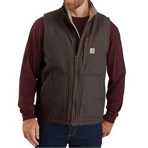 Carhartt Sherpa-Lined Mock Neck Vest in Dark Brown
